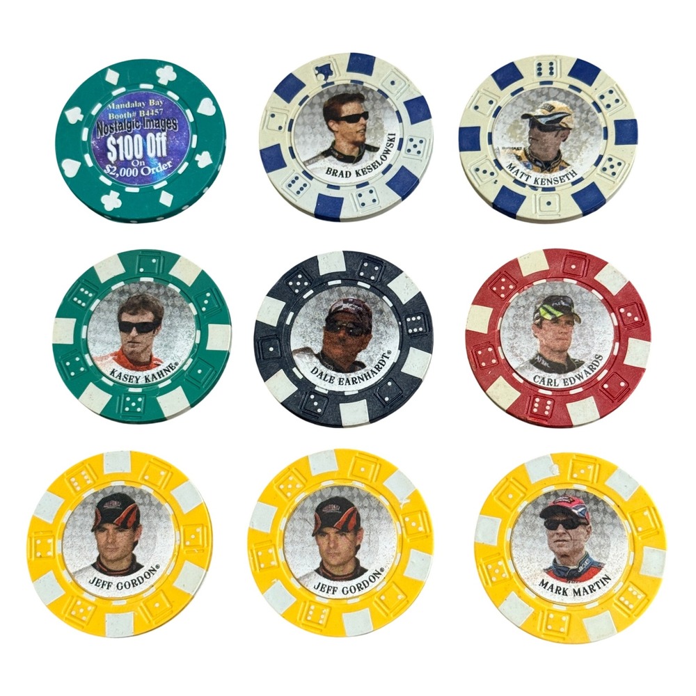 Press Pass Wheels Main Event NASCAR Poker Chip Lot Earnhardt Gordon 9pc 2009